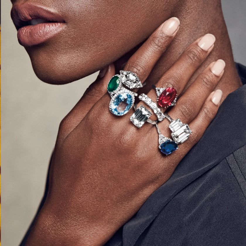 AQUAMARINE HALO OVAL RING