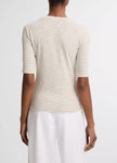 STRIPED COTTON BLEND ELBOW SLEEVE TSHIRT IN TAPENADE COMBO