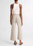 TICKING STRIPE LINEN COTTON LOW RISE CROP FLARE TROUSER PANT