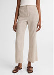 TICKING STRIPE LINEN COTTON LOW RISE CROP FLARE TROUSER PANT