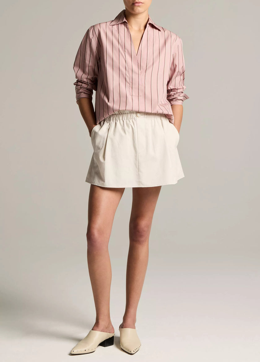 STRIPED COTTON RELAXED POPOVER SHIRT