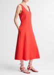 LINEN BLEND VNECK DRESS