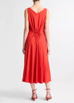 LINEN BLEND VNECK DRESS