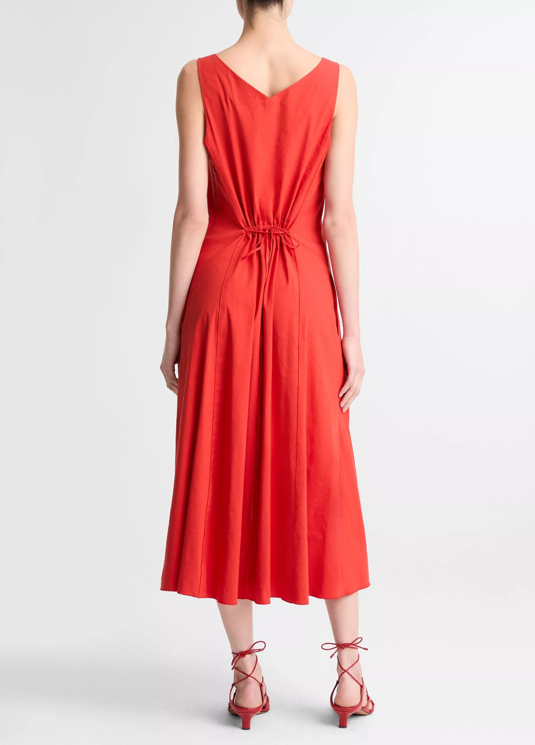 LINEN BLEND VNECK DRESS