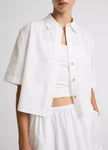 SCALLOP DETAIL COTTON BUTTON FRONT SHIRT