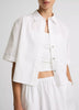 SCALLOP DETAIL COTTON BUTTON FRONT SHIRT