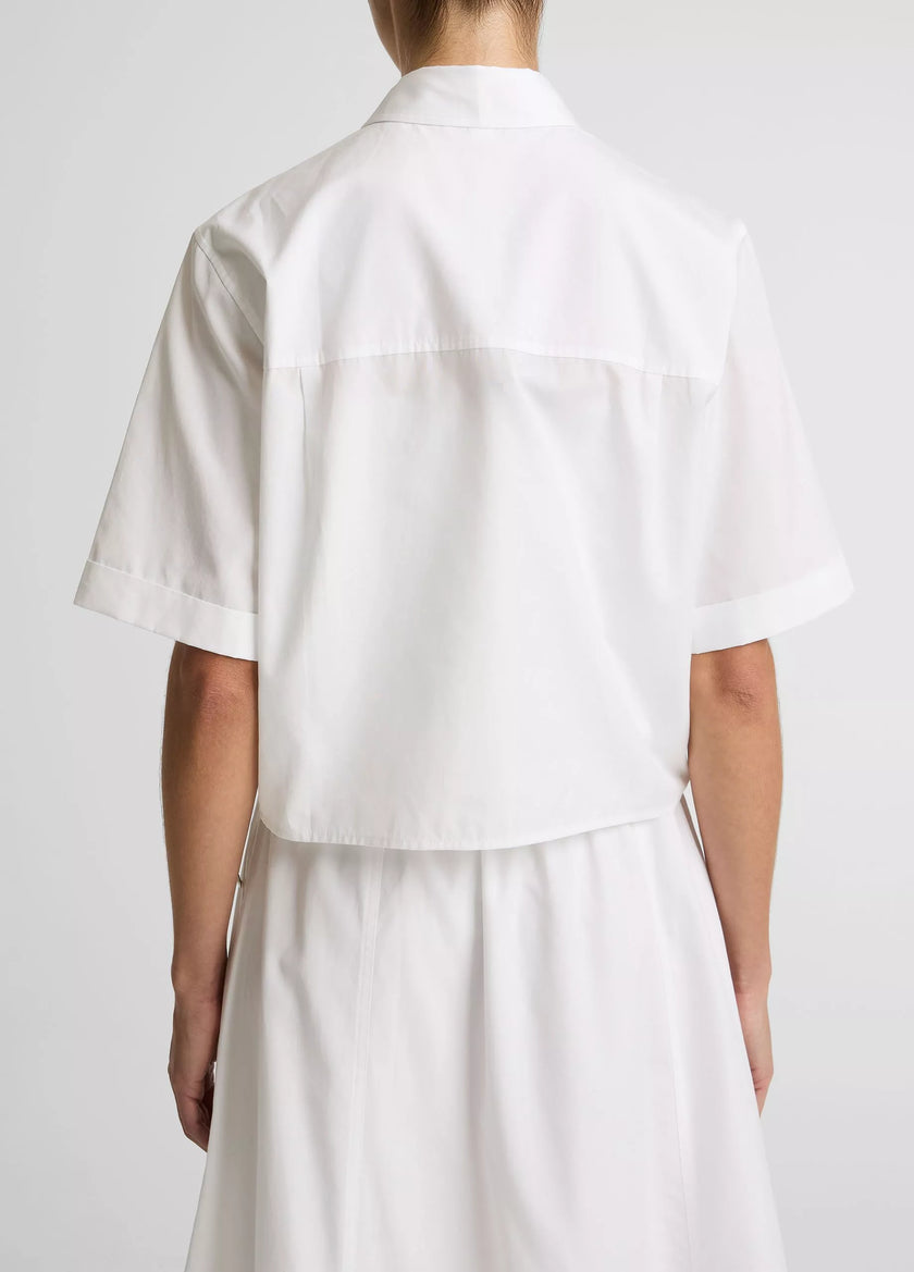 SCALLOP DETAIL COTTON BUTTON FRONT SHIRT