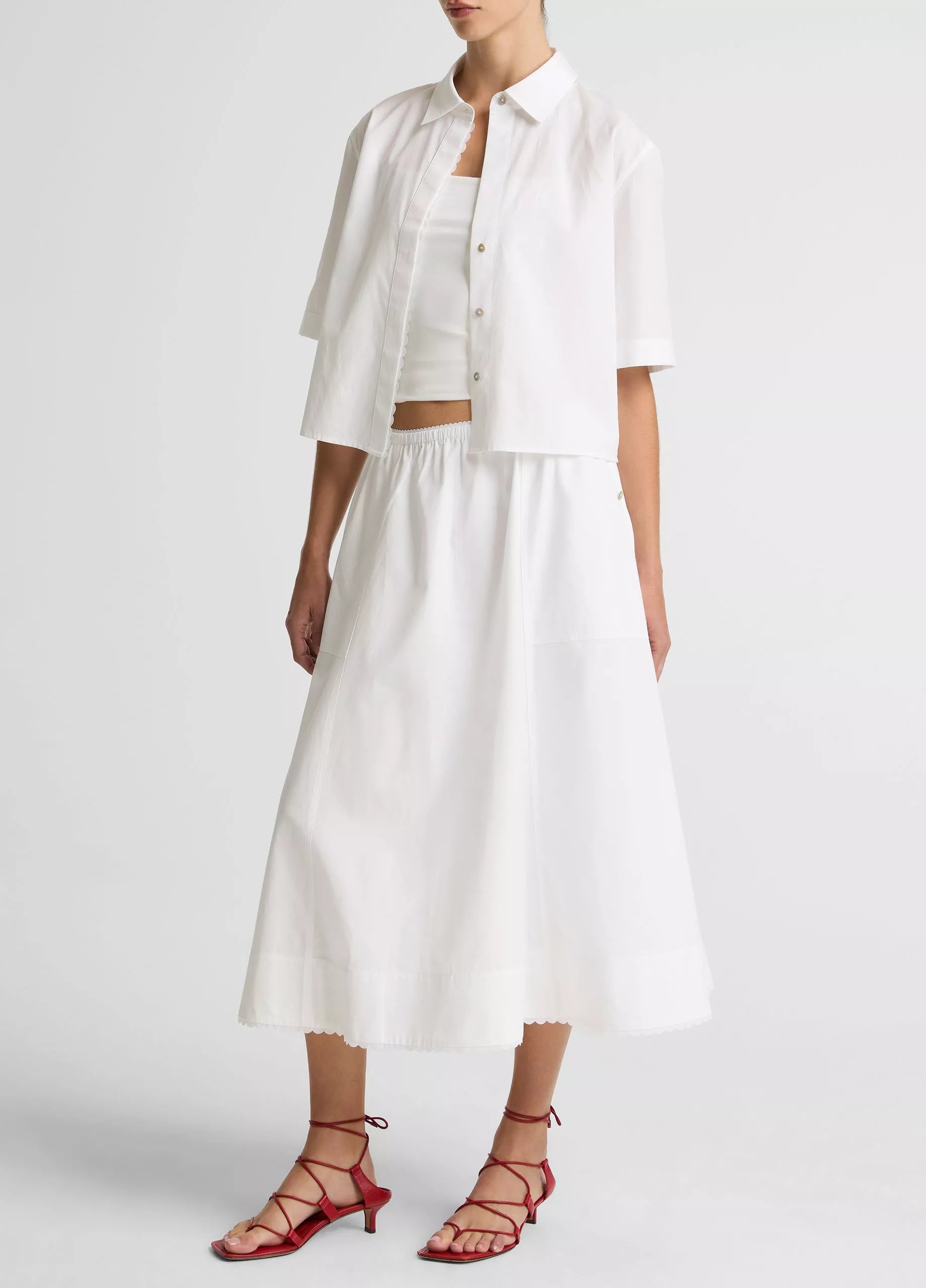 SCALLOP DETAIL MIDI SKIRT