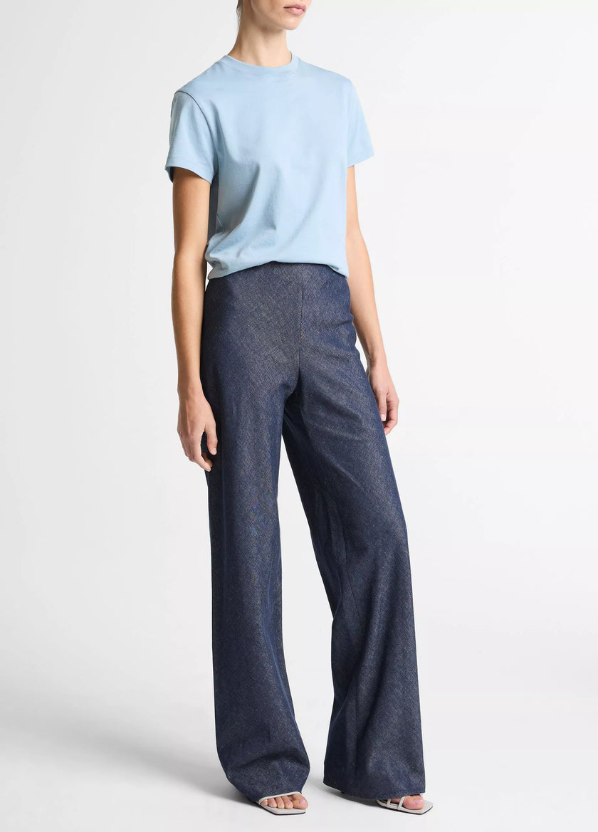COLETTE HIGH RISE COTTON LINEN CHAMBRAY BIAS PANT