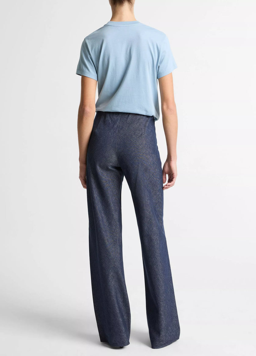 COLETTE HIGH RISE COTTON LINEN CHAMBRAY BIAS PANT