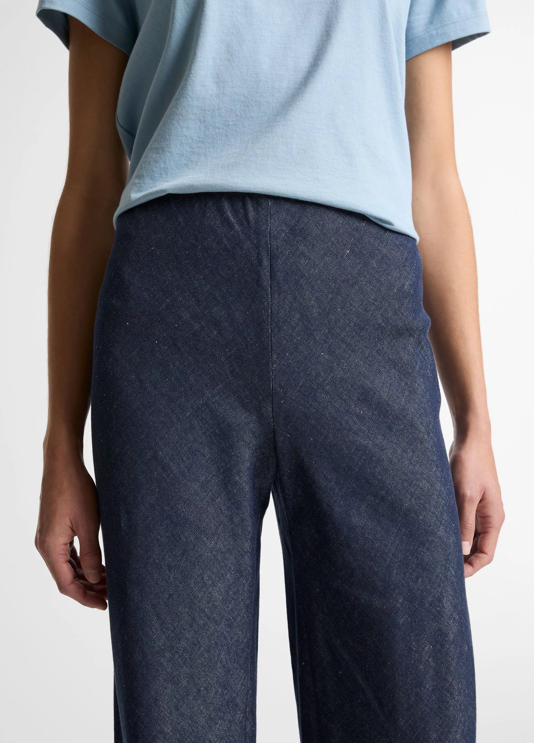 COLETTE HIGH RISE COTTON LINEN CHAMBRAY BIAS PANT