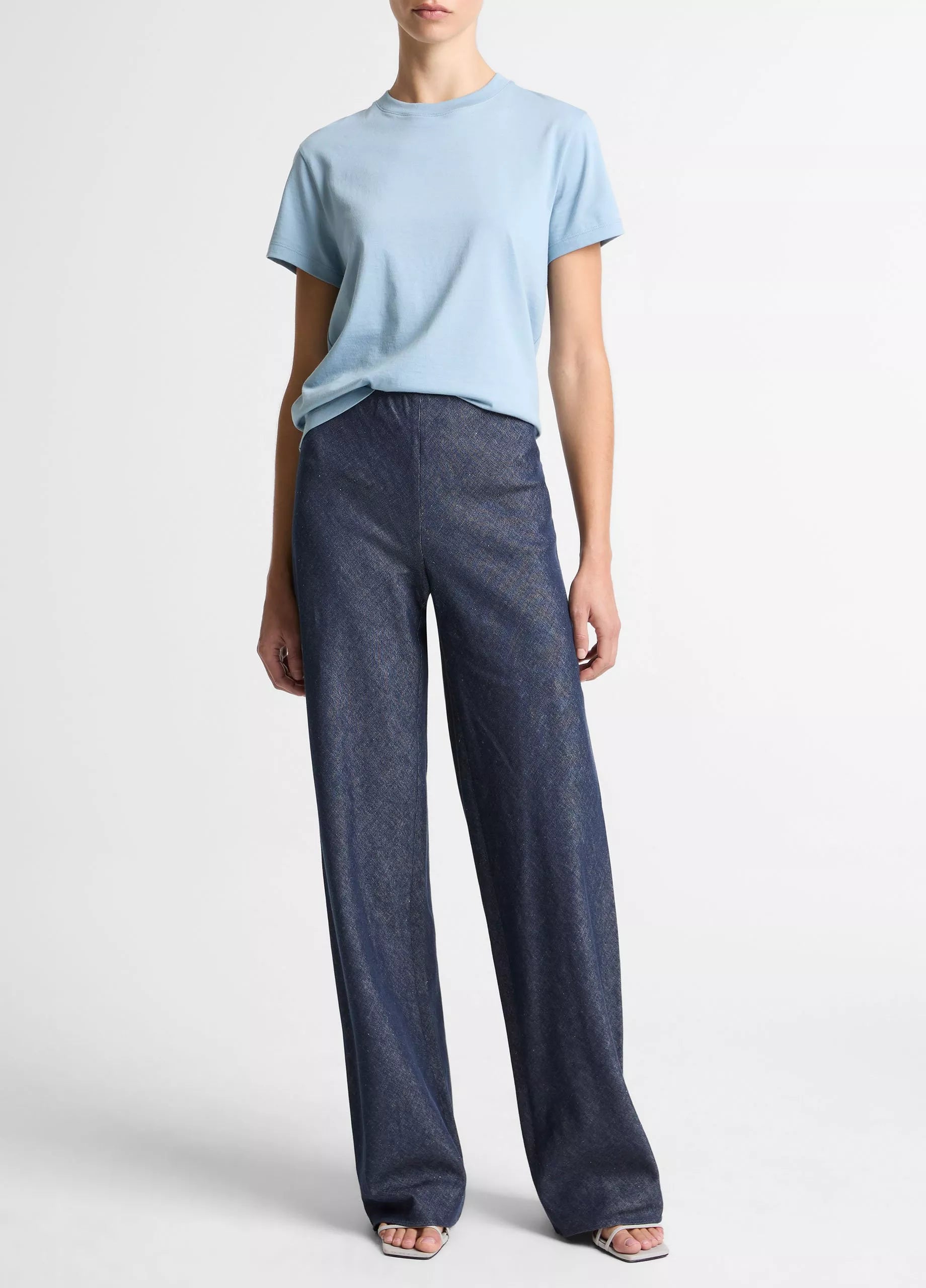 COLETTE HIGH RISE COTTON LINEN CHAMBRAY BIAS PANT