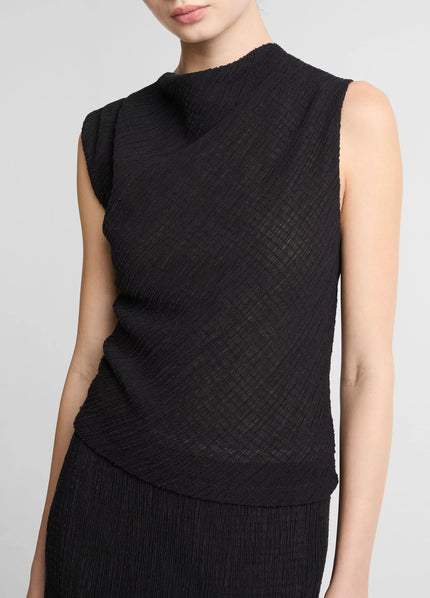 SHADOW GRID COWL NECK TOP
