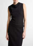 SHADOW GRID COWL NECK TOP
