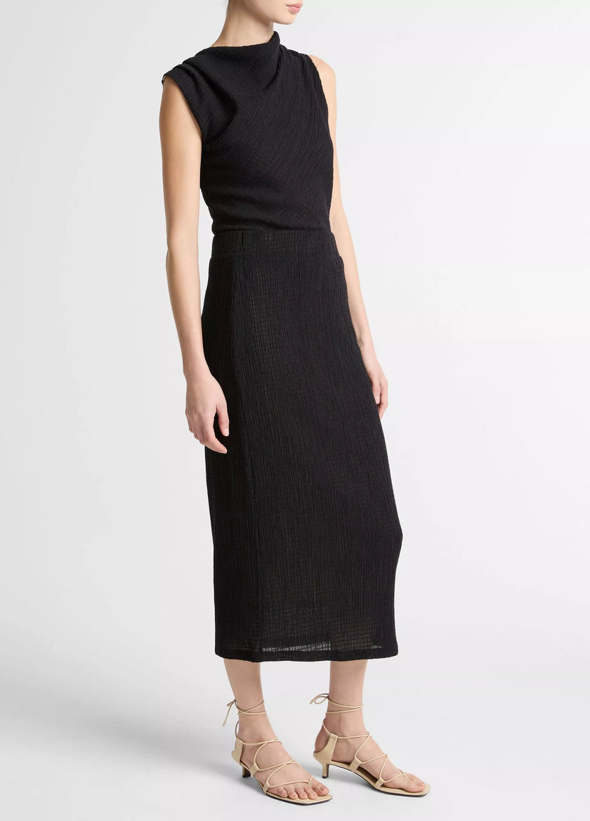 SHADOW GRID MIDI SKIRT