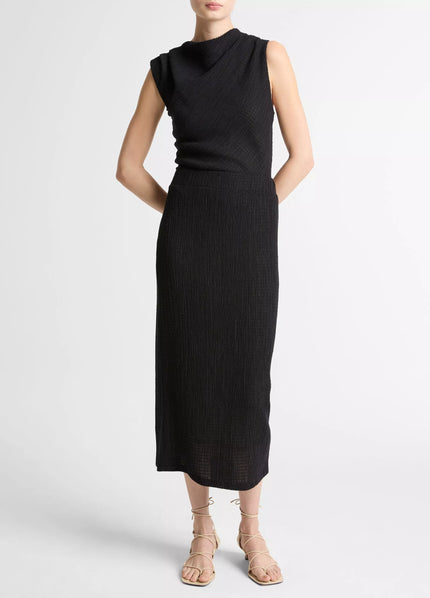 SHADOW GRID MIDI SKIRT