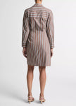 STRIPED COTTON BLEND WRAP DRESS