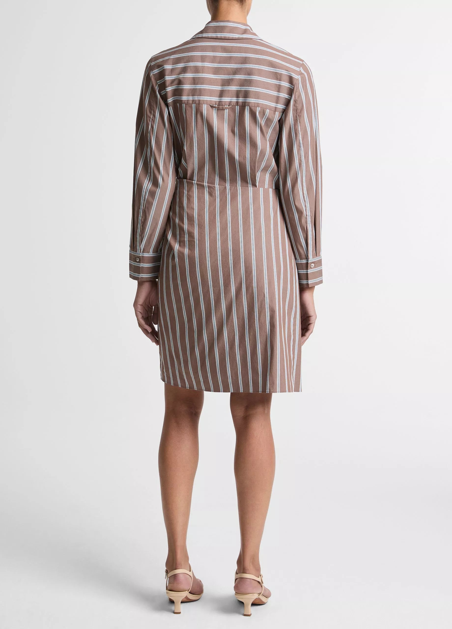 STRIPED COTTON BLEND WRAP DRESS