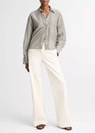 GINGHAM COTTON SILK CROPPED BUTTON FRONT SHIRT