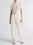 HONEYCOMB ITALIAN COTTON LINEN BLEND SHORT SLEEVE SWEATER