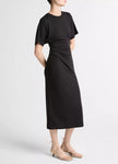 RUCHED SIDE KNIT SHORT SLEEVE DRESS