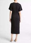 RUCHED SIDE KNIT SHORT SLEEVE DRESS