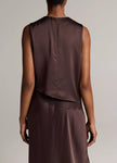 LACE TRIM SATIN ASYMMETRIC SHELL