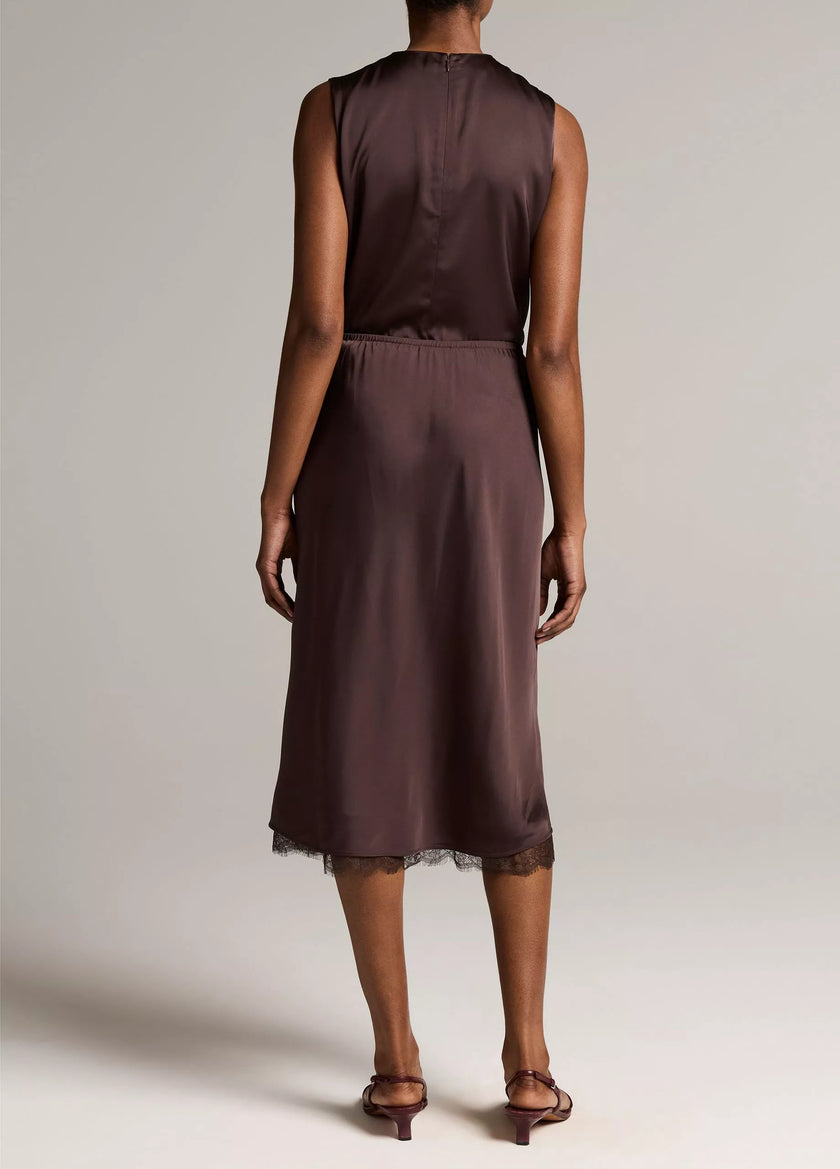 LACE TRIM SATIN SLIP SKIRT