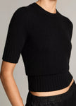 WOOL CASHMERE HIGH RIB SHORT SLEEVE SWEATER