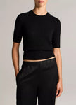 WOOL CASHMERE HIGH RIB SHORT SLEEVE SWEATER