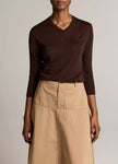CASHMERE SILK POCKET VNECK SWEATER