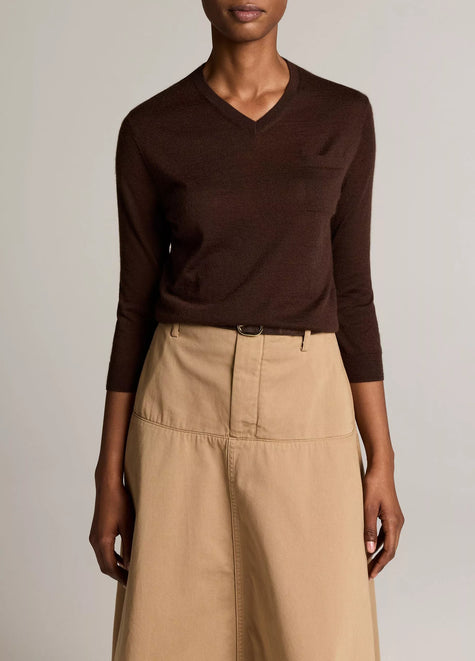 CASHMERE SILK POCKET VNECK SWEATER