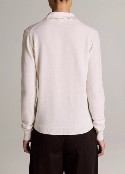 SATIN TRIMMED CASHMERE COLLARED CARDIGAN