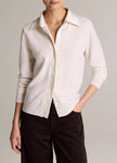 SATIN TRIMMED CASHMERE COLLARED CARDIGAN