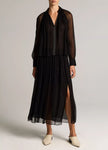 HEAT SET DOT CHIFFON GATHERED BLOUSE
