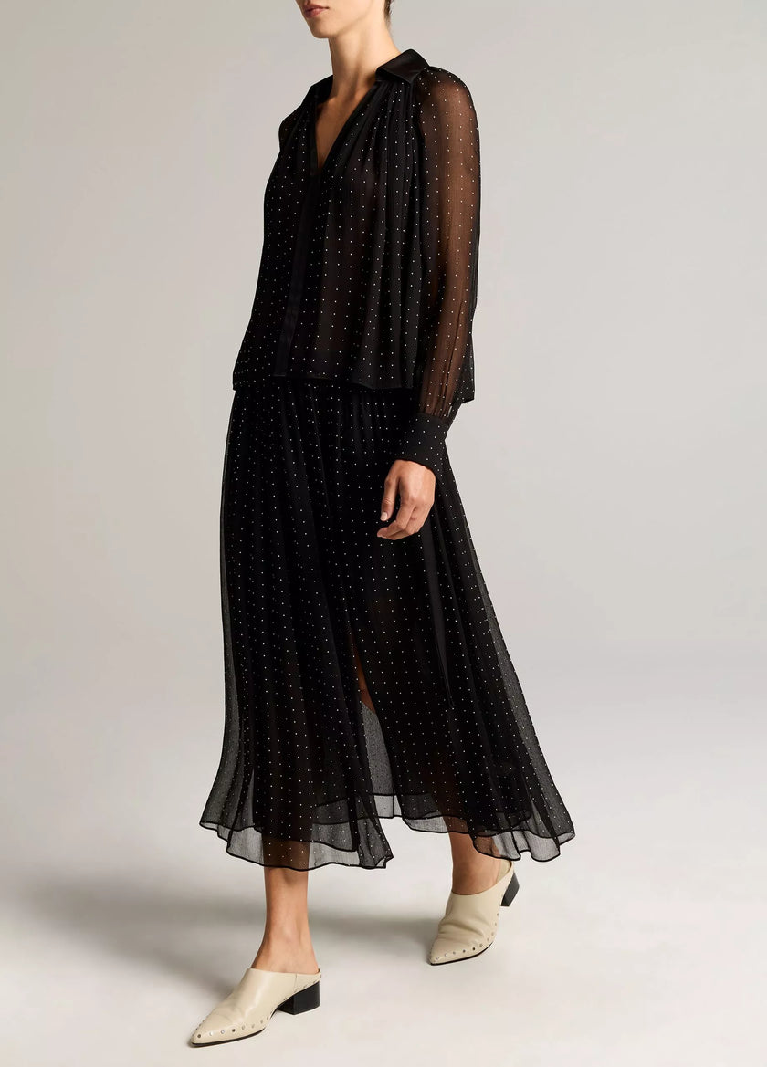 HEAT SET DOT GATHERED SKIRT