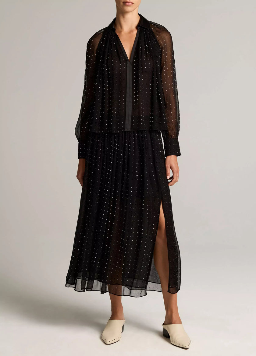 HEAT SET DOT GATHERED SKIRT