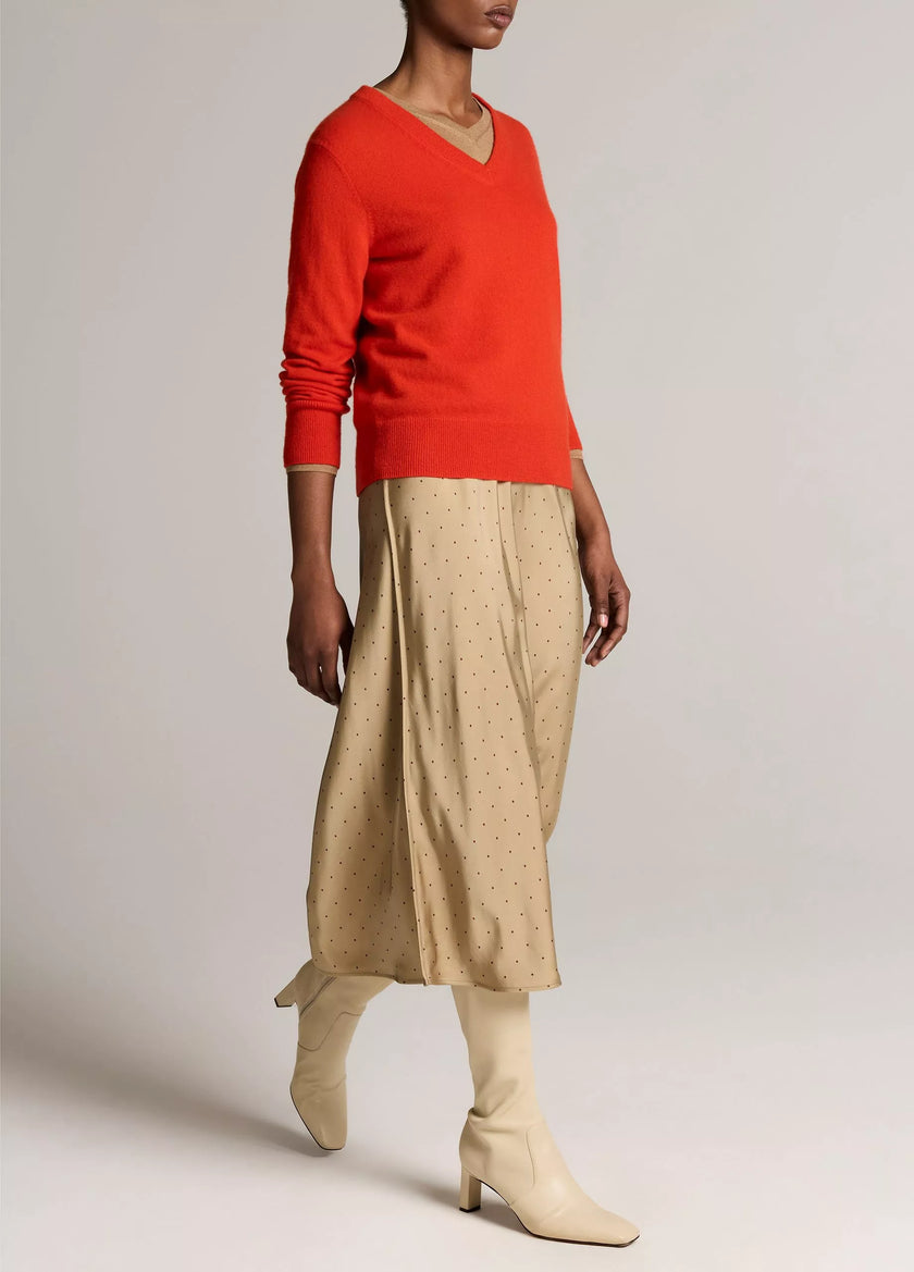 GRID DOT MATTE SATIN SLIP SKIRT
