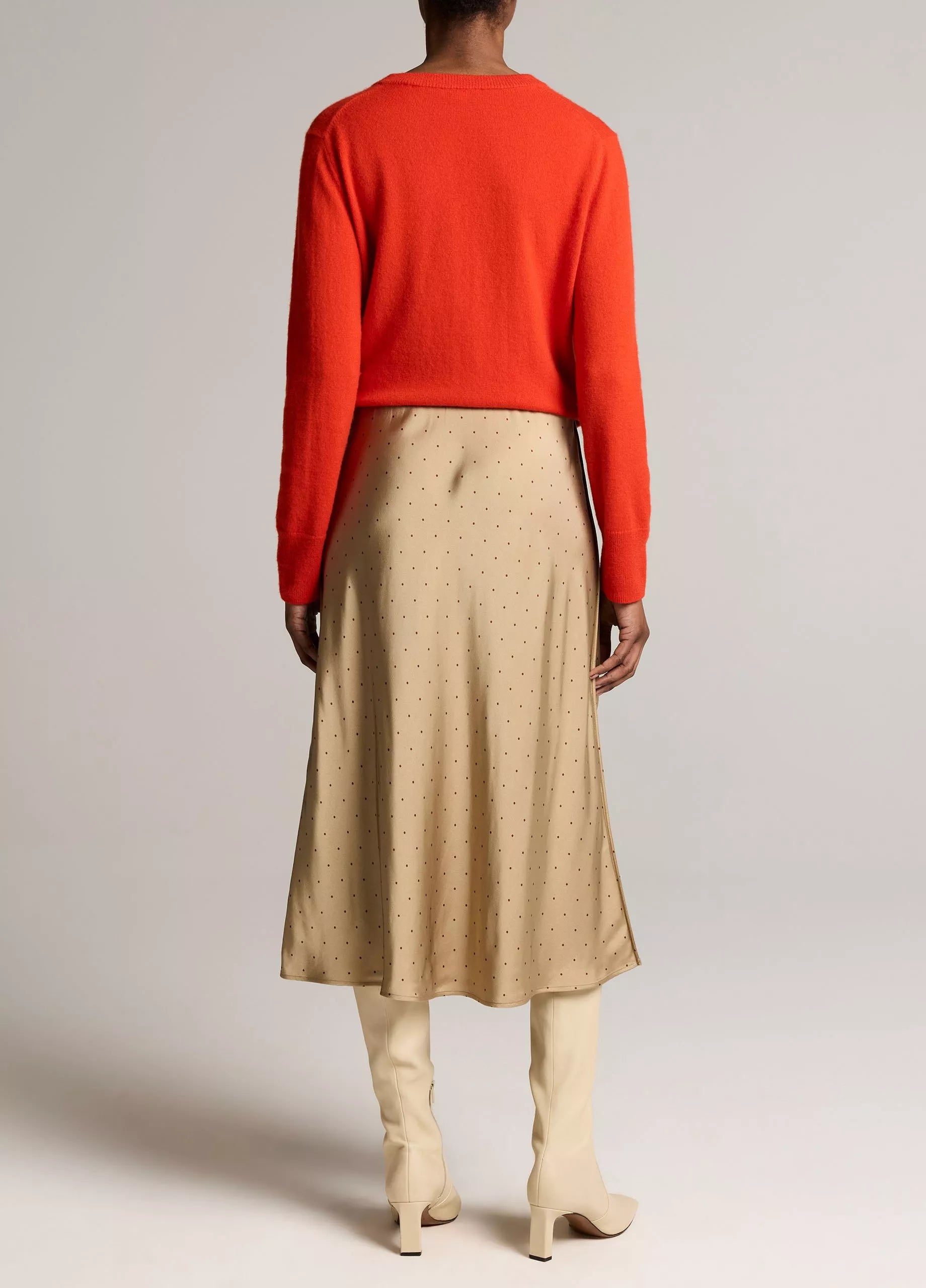 GRID DOT MATTE SATIN SLIP SKIRT