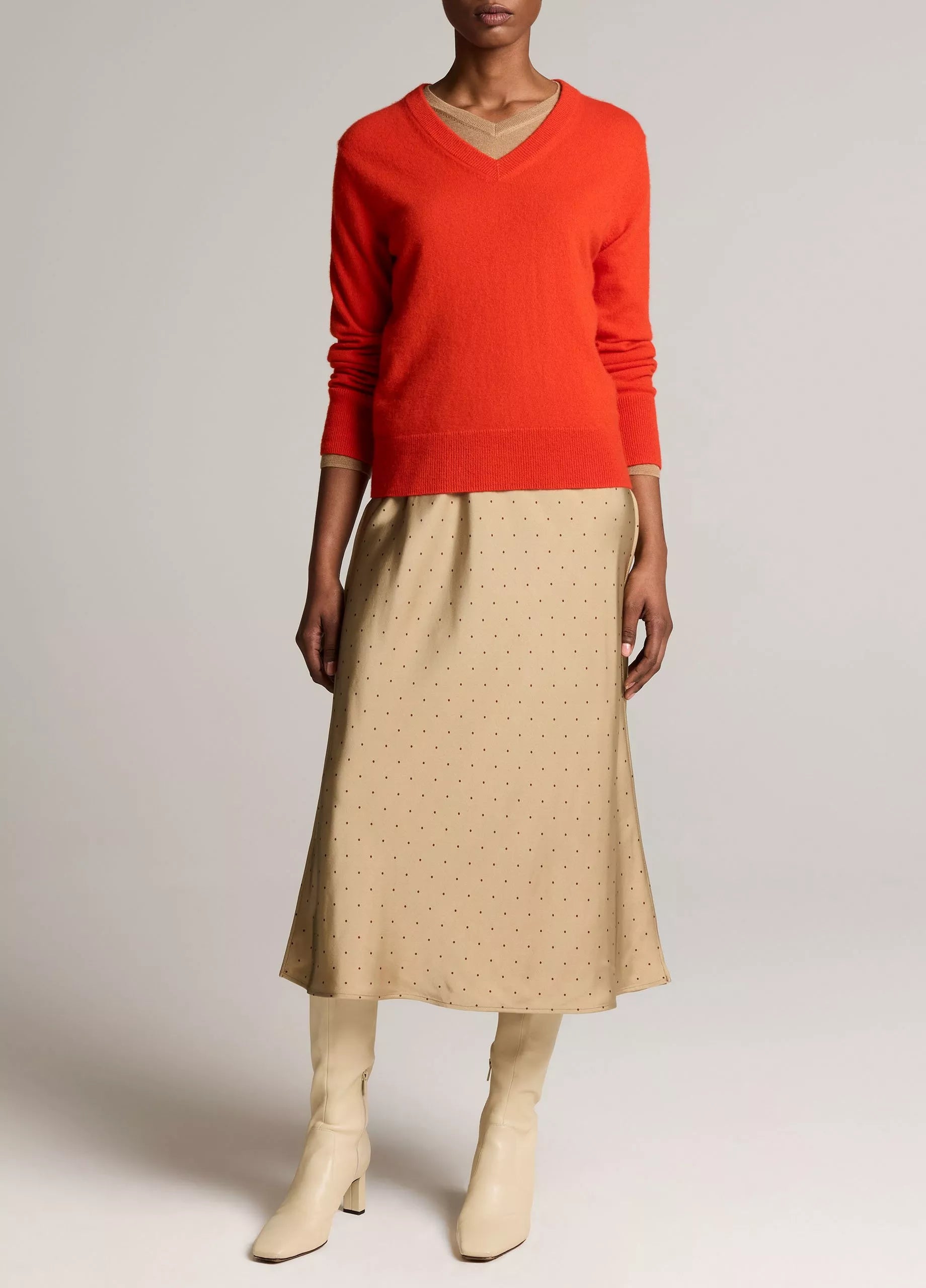 GRID DOT MATTE SATIN SLIP SKIRT