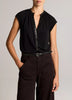 STUDDED MATTE JERSEY CAP SLEEVE TOP