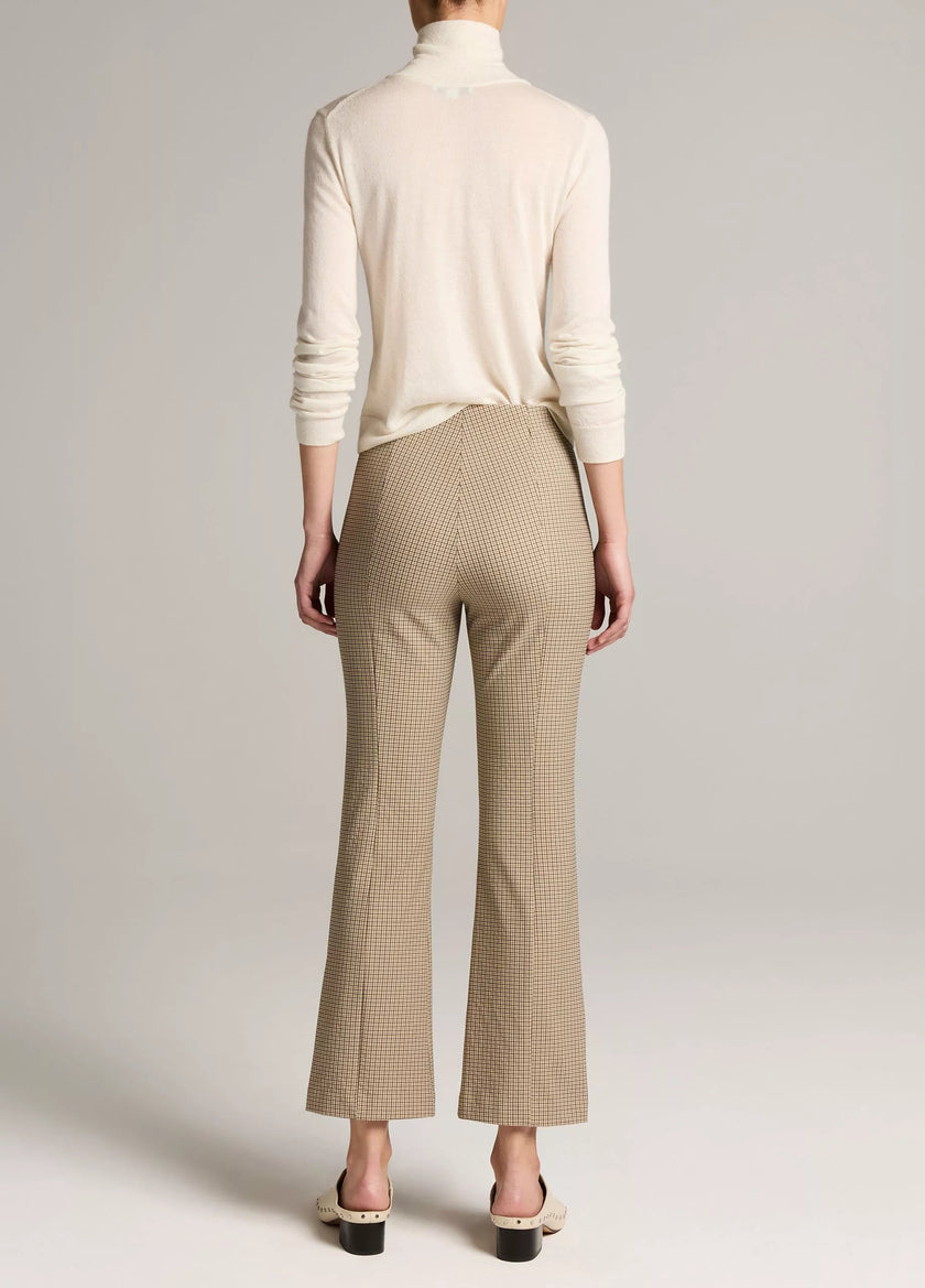 NIKI PLAID MID RISE CROP FLARE PANT