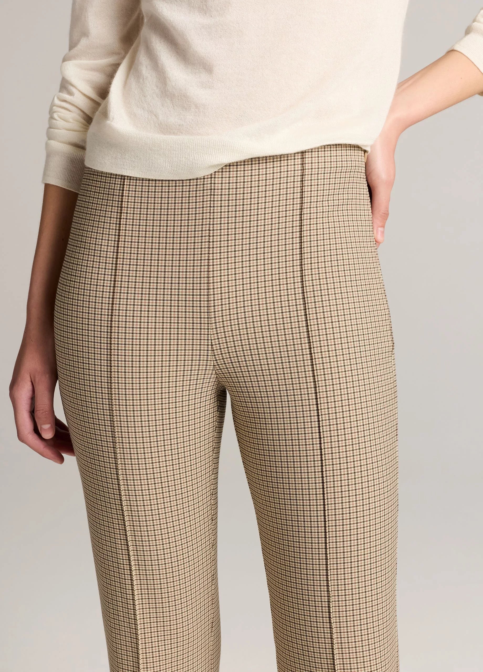 NIKI PLAID MID RISE CROP FLARE PANT