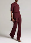 COLETTE HIGH WAIST CREPE BIAS PANT IN BLACK ROSE