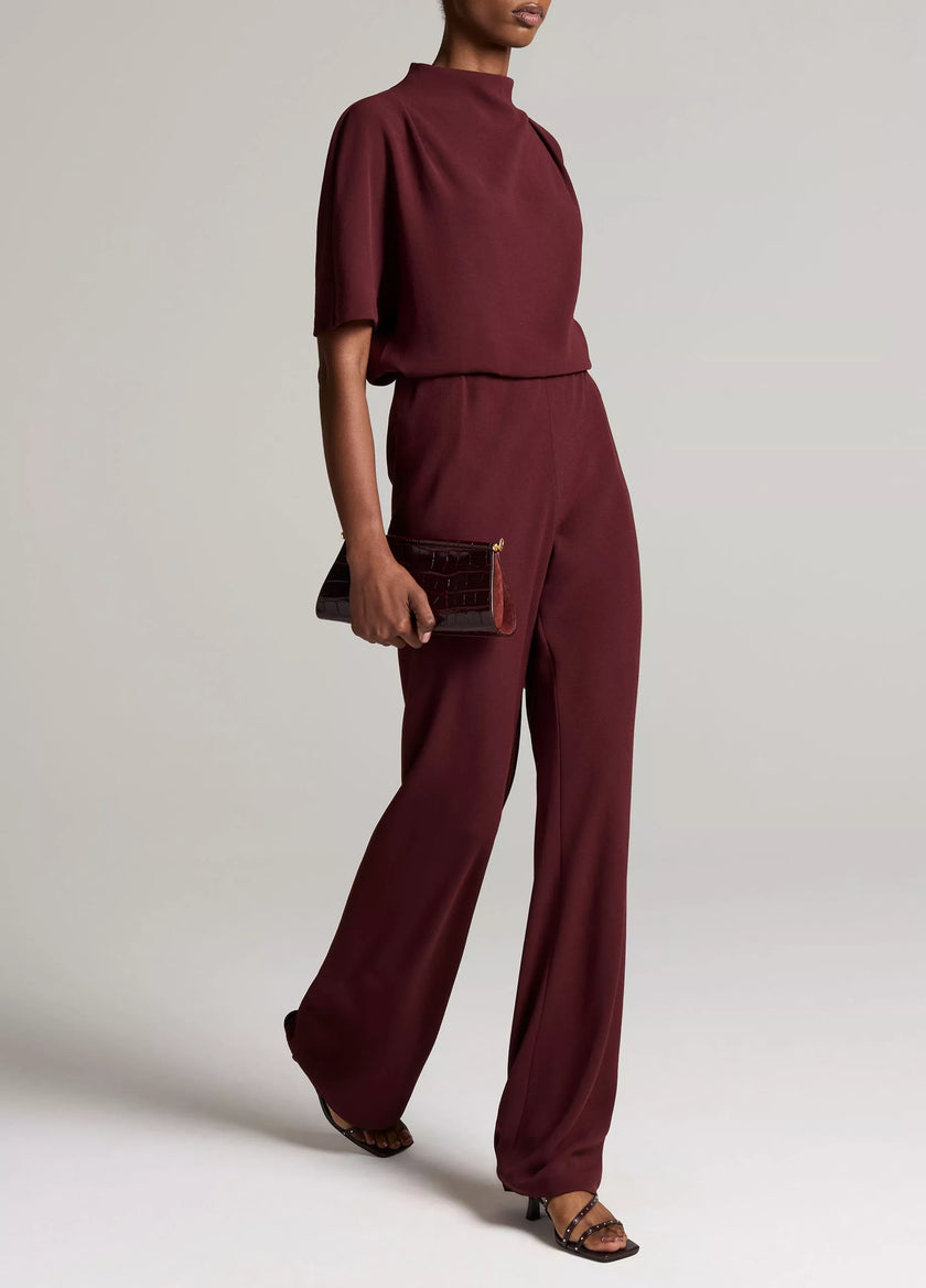 COLETTE HIGH WAIST CREPE BIAS PANT IN BLACK ROSE