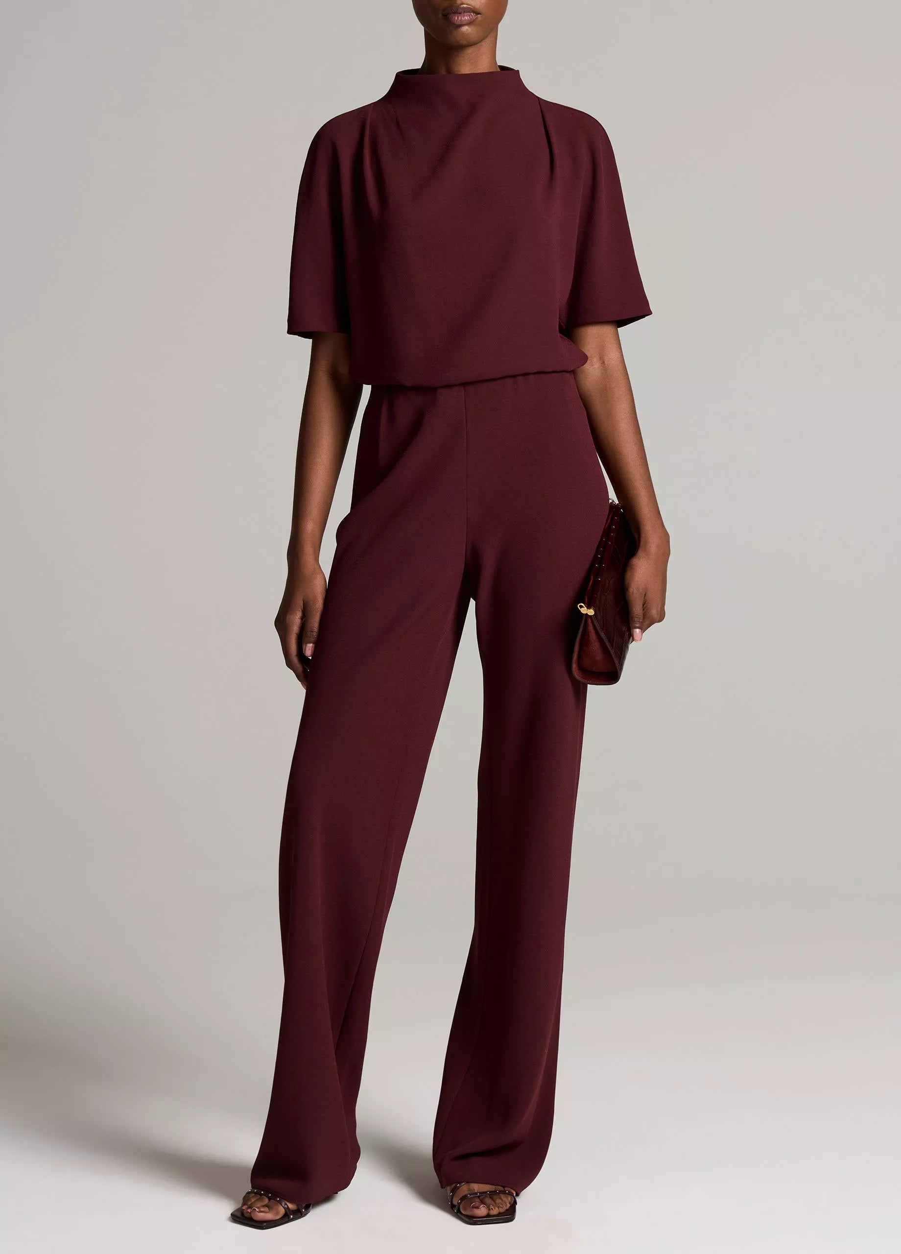 COLETTE HIGH WAIST CREPE BIAS PANT IN BLACK ROSE