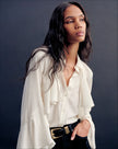DEMARIS RUFFLES BUTTON DOWN BLOUSE