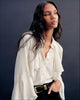 DEMARIS RUFFLES BUTTON DOWN BLOUSE