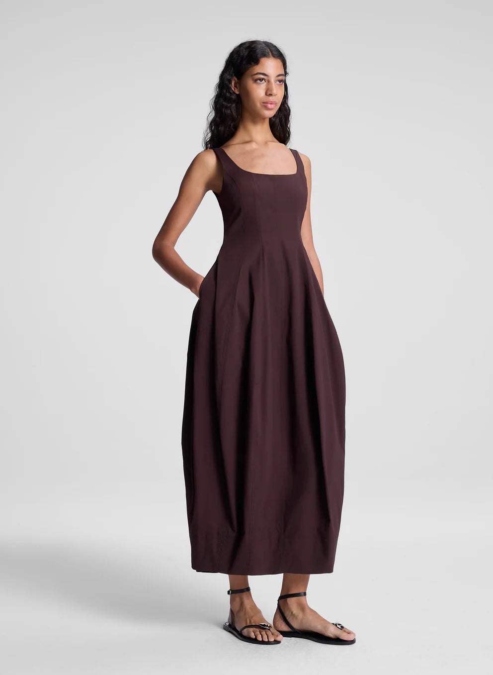 VEDA STRETCH COTTON MIDI DRESS