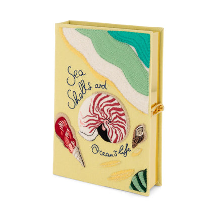 SEA SHELLS AND OCEANS LIFE BOOK CLUTCH